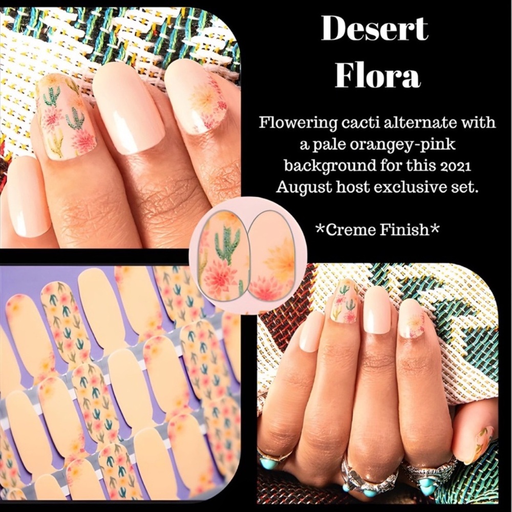 Desert Flora Nail Wraps - Pale Peach with Cactus Floral